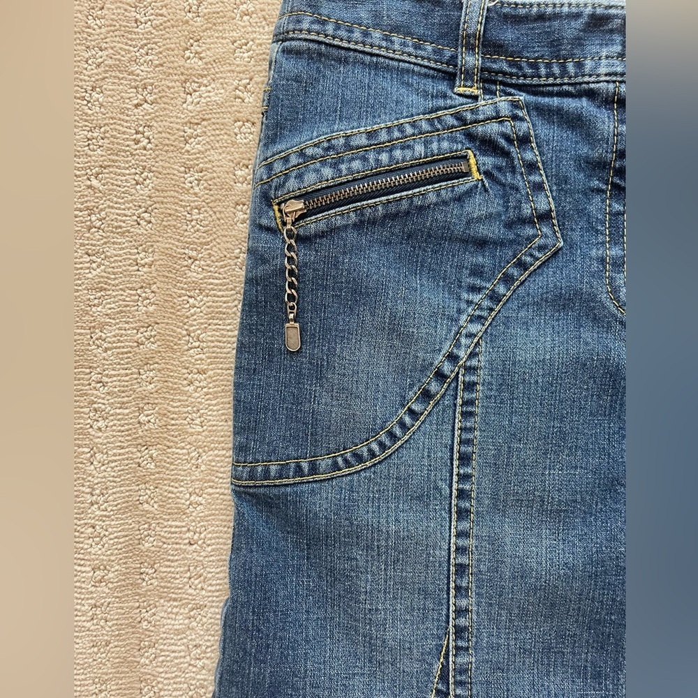 Y2K Trumpet Low Rise  Ann Taylor Loft‎ Denim Skirt Zipper Details  Sz 6 - Picture 4 of 14
